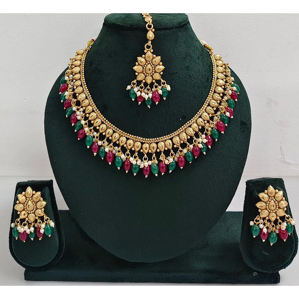 Rani Sati Jewels Timeless Beauty Crystal Stone And Pearls Necklace Set