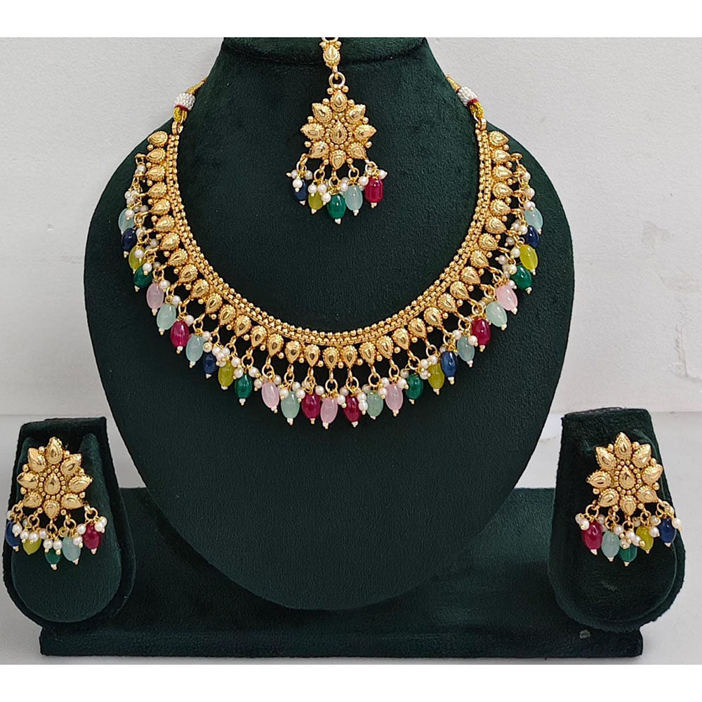 Rani Sati Jewels Timeless Beauty Crystal Stone And Pearls Necklace Set