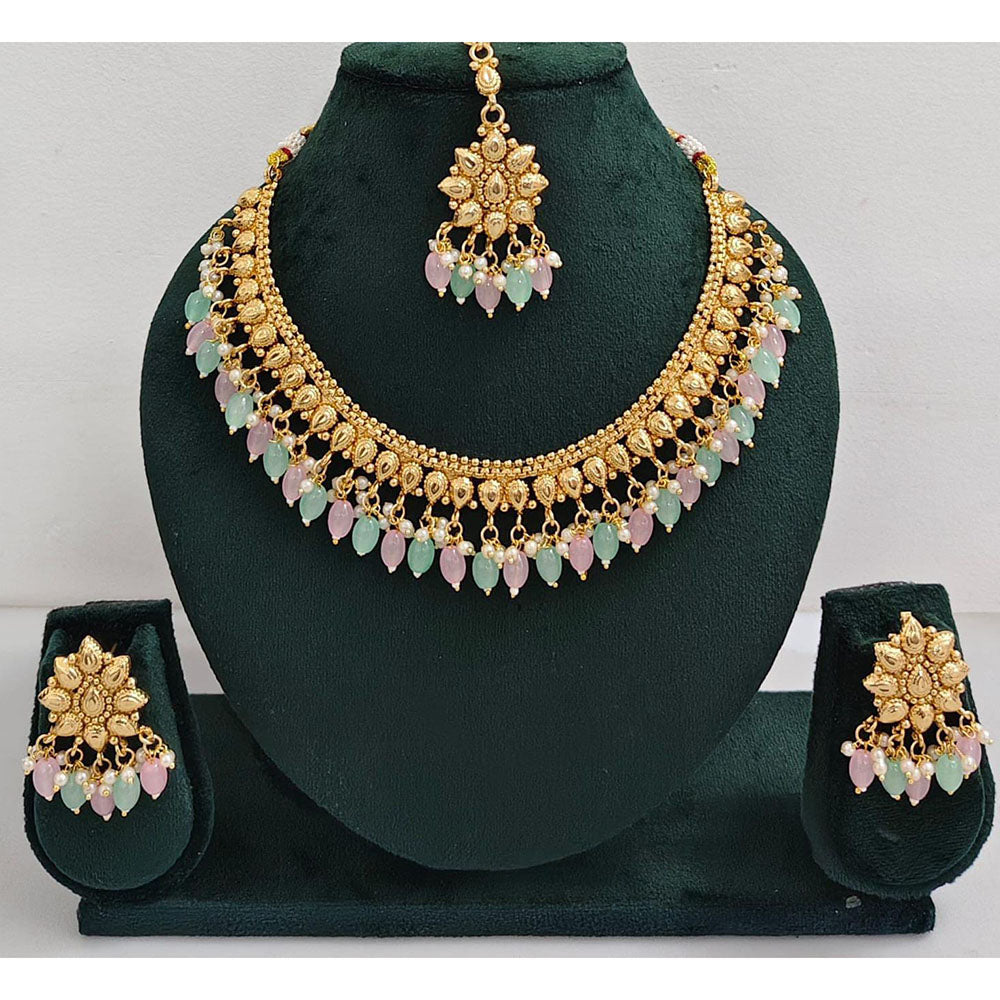 Rani Sati Jewels Timeless Beauty Crystal Stone And Pearls Necklace Set