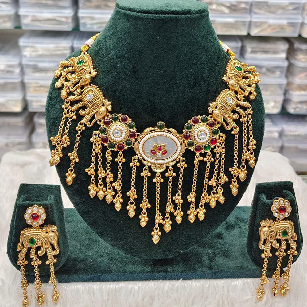 Rani Sati Jewels Sparkling Glow Pota Stone And Pearl Necklace Set