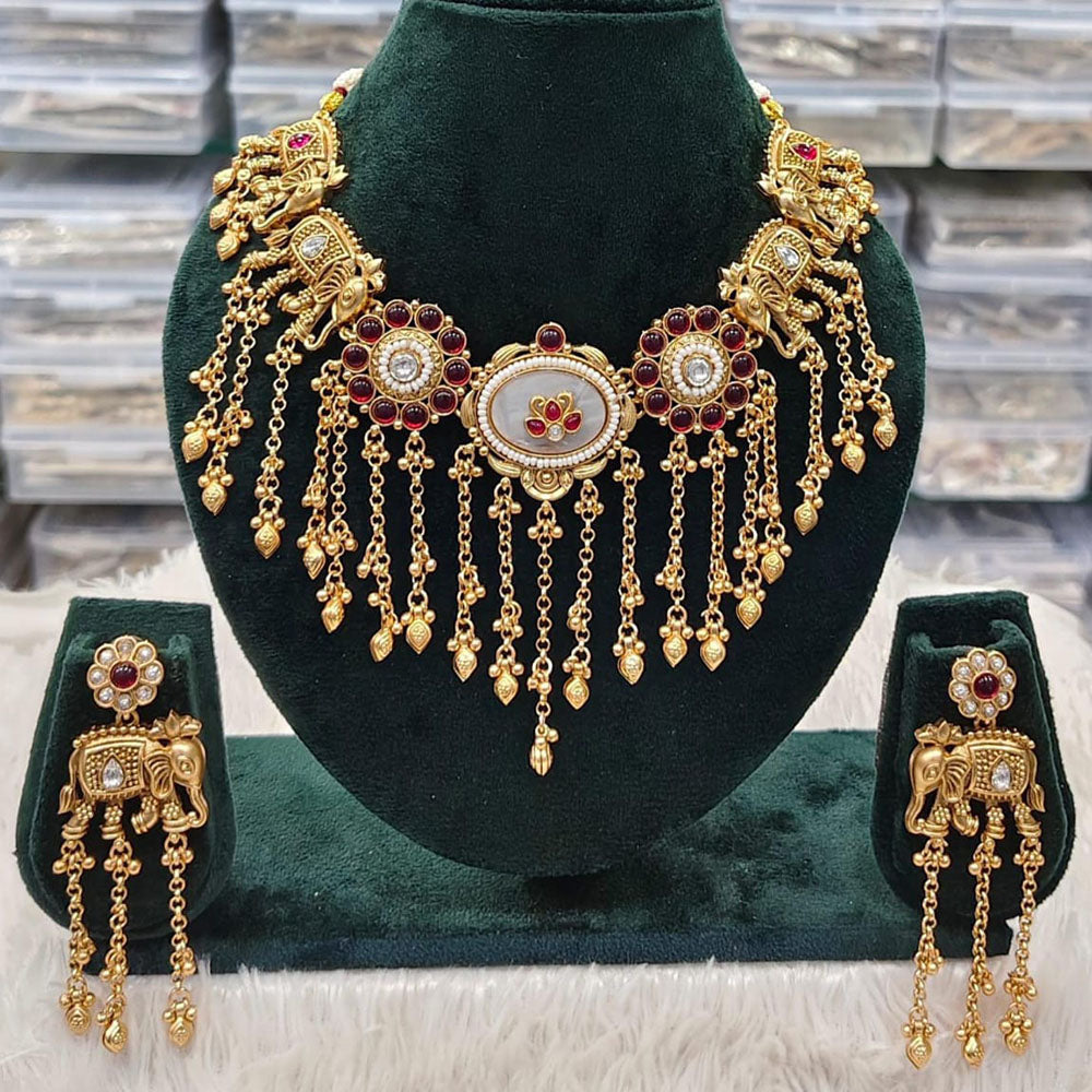 Rani Sati Jewels Sparkling Glow Pota Stone And Pearl Necklace Set