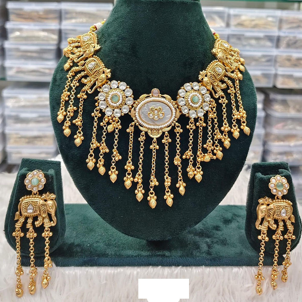 Rani Sati Jewels Sparkling Glow Pota Stone And Pearl Necklace Set