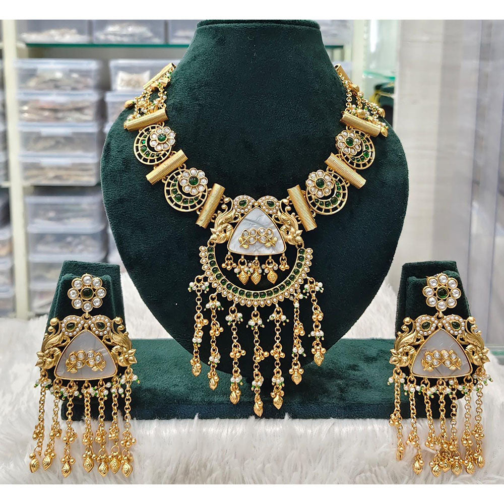Rani Sati Jewels Sparkling Glow Pota Stone And Pearl Necklace Set