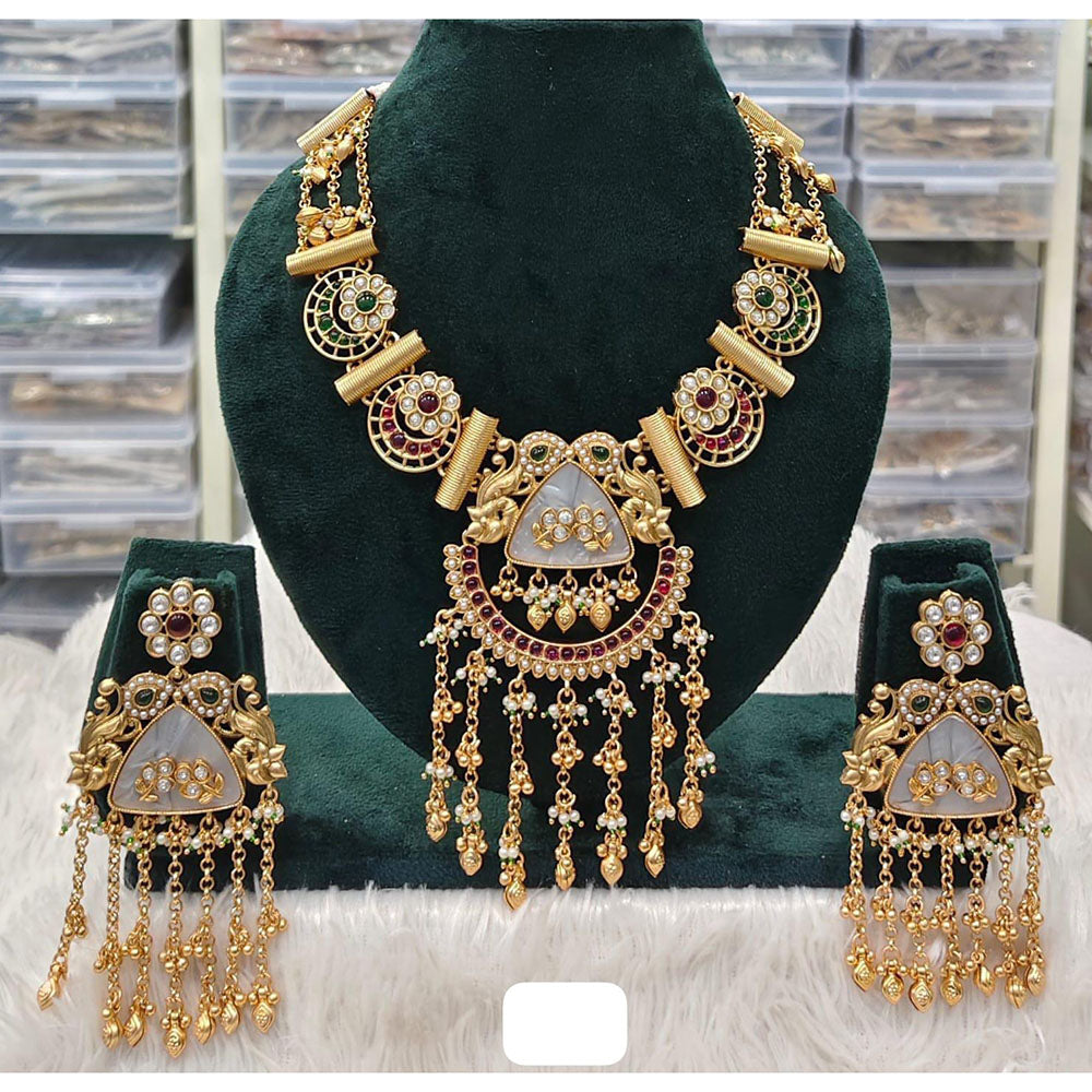 Rani Sati Jewels Sparkling Glow Pota Stone And Pearl Necklace Set
