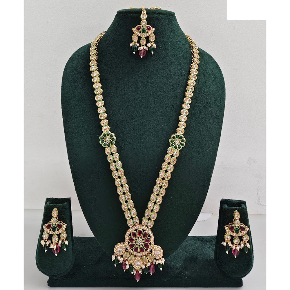 Rani Sati Jewels Regal Glow Crystal Stone And Pearls Necklace Set