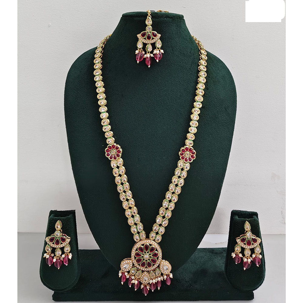 Rani Sati Jewels Regal Glow Crystal Stone And Pearls Necklace Set