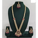 Rani Sati Jewels Regal Glow Crystal Stone And Pearls Necklace Set