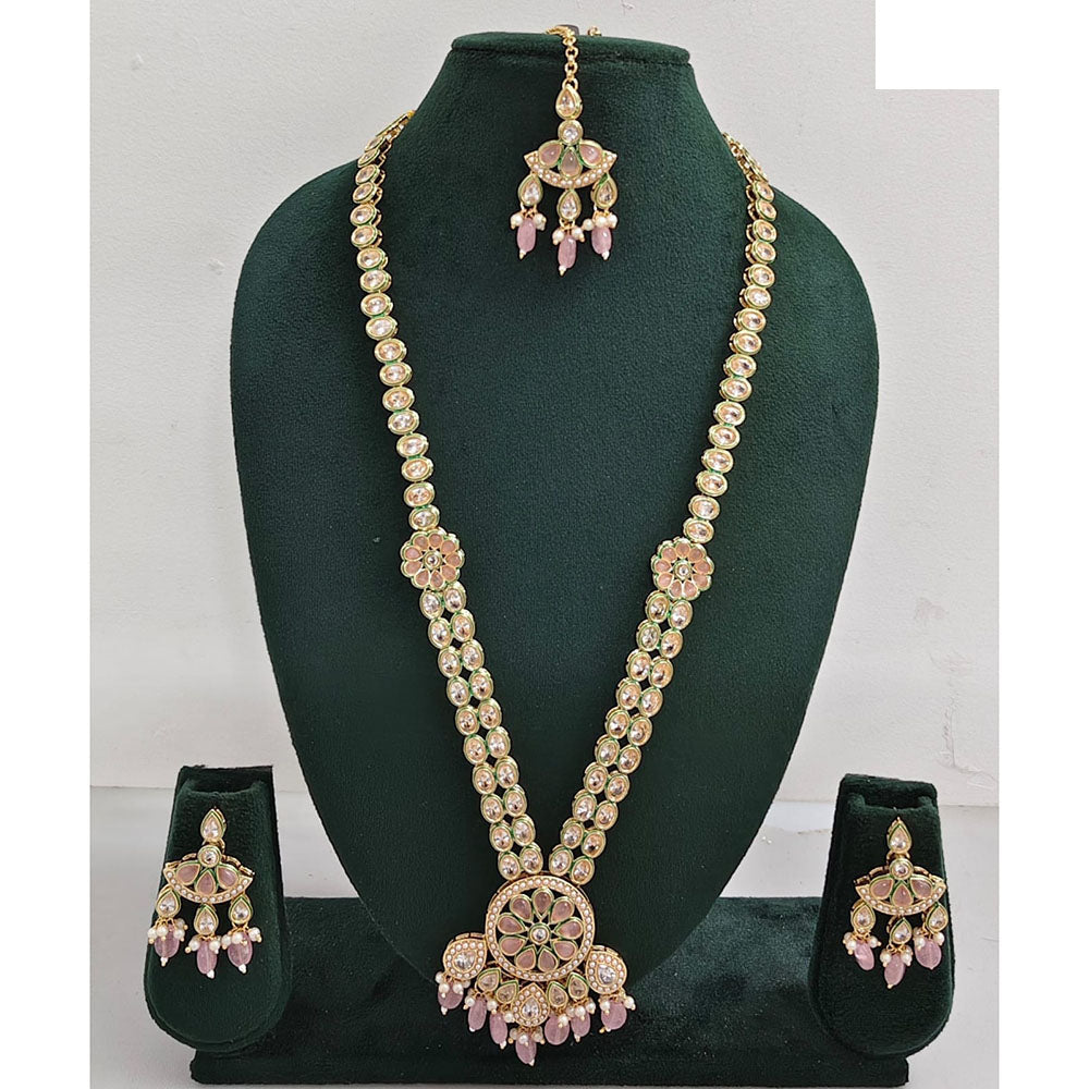 Rani Sati Jewels Regal Glow Crystal Stone And Pearls Necklace Set