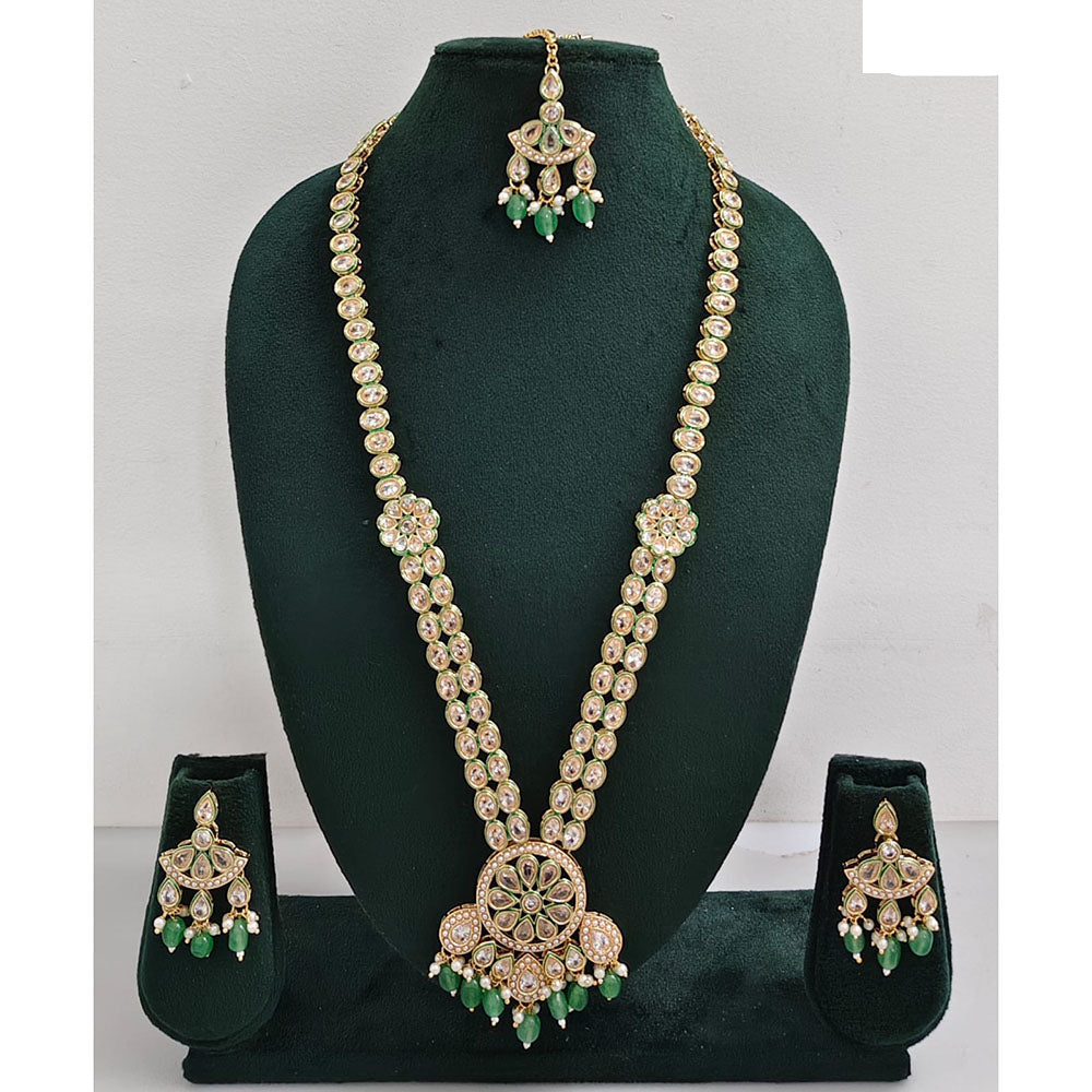 Rani Sati Jewels Regal Glow Crystal Stone And Pearls Necklace Set