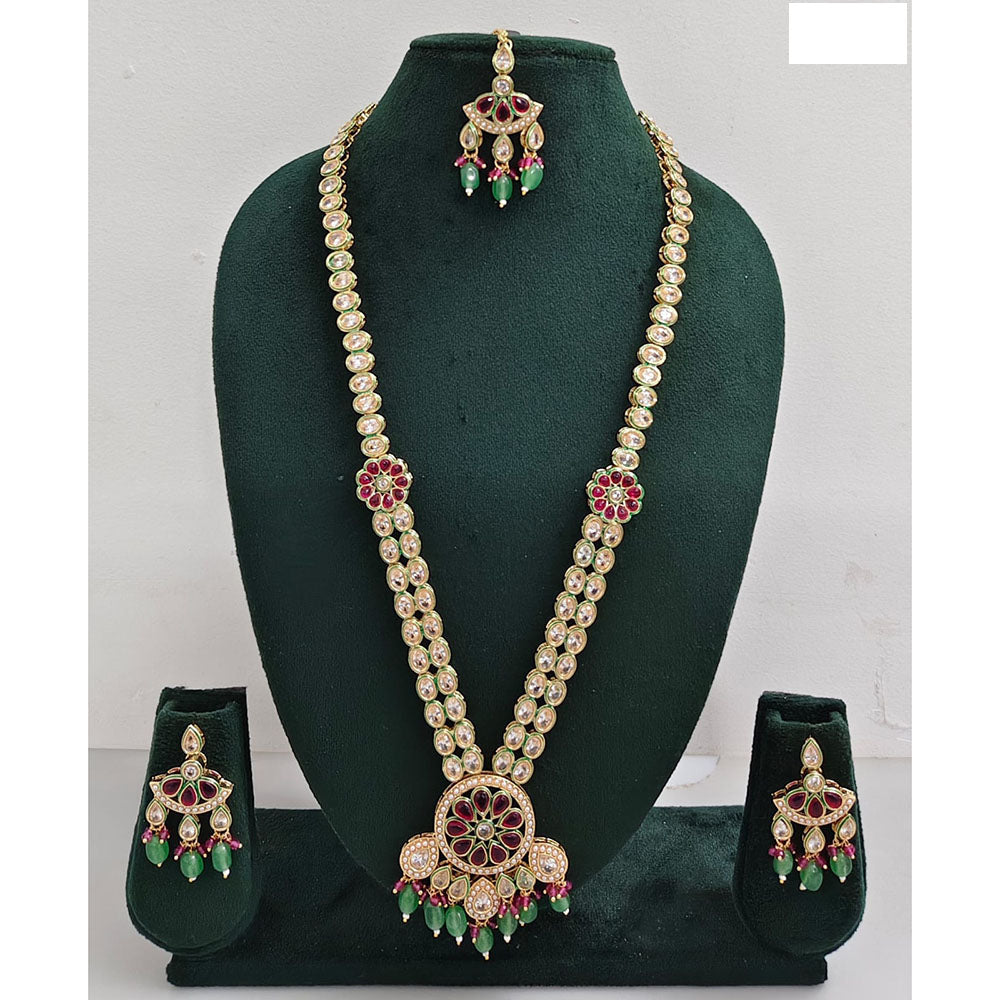 Rani Sati Jewels Regal Glow Crystal Stone And Pearls Necklace Set