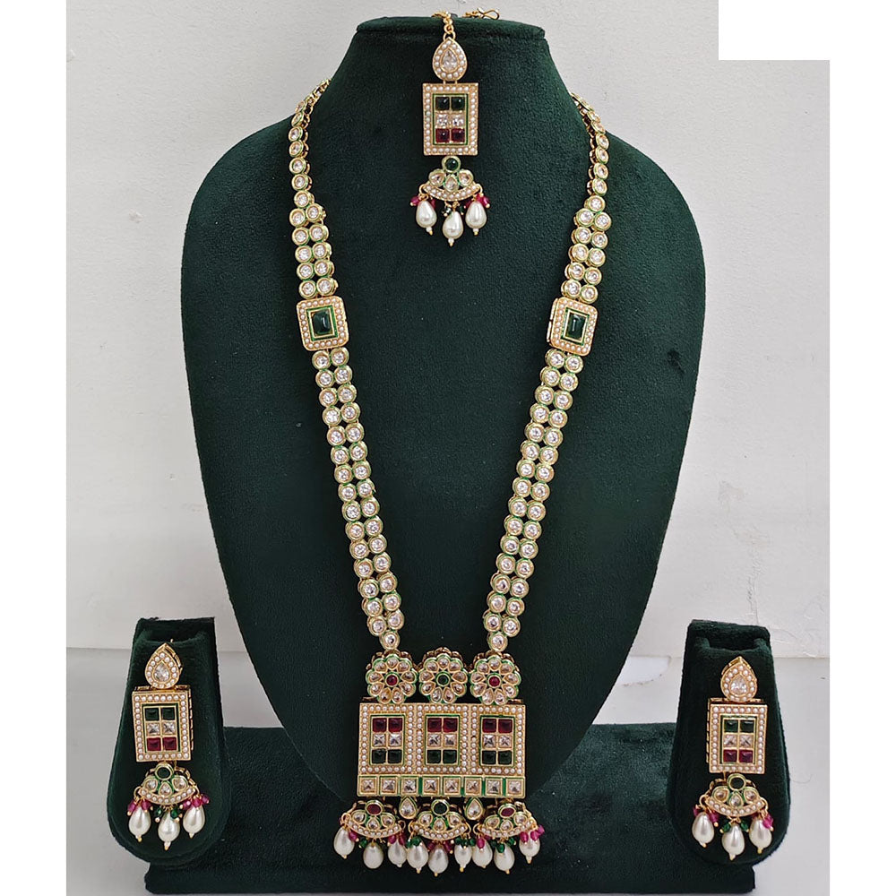 Rani Sati Jewels Regal Glow Crystal Stone And Pearls Necklace Set
