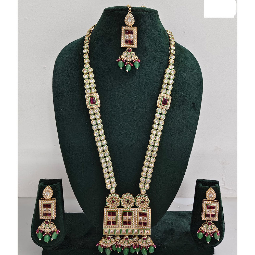 Rani Sati Jewels Regal Glow Crystal Stone And Pearls Necklace Set