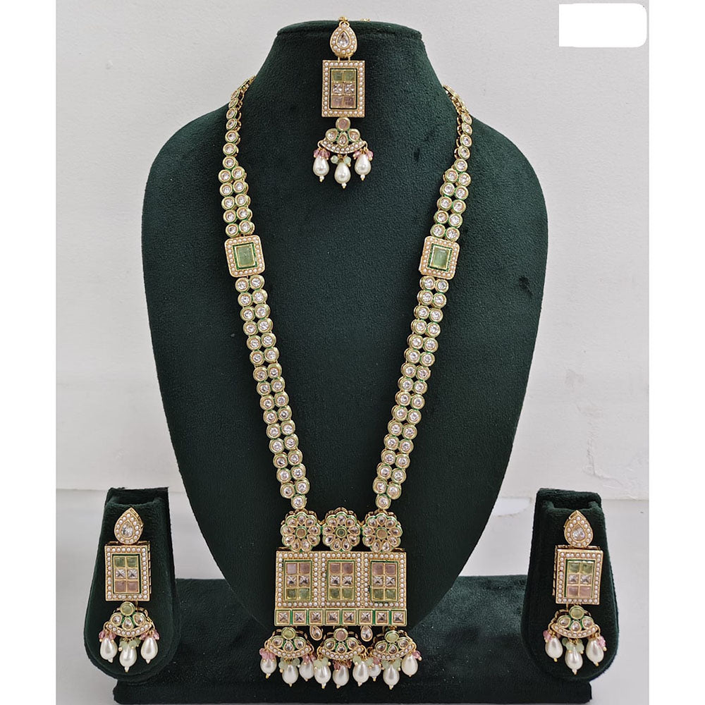 Rani Sati Jewels Regal Glow Crystal Stone And Pearls Necklace Set