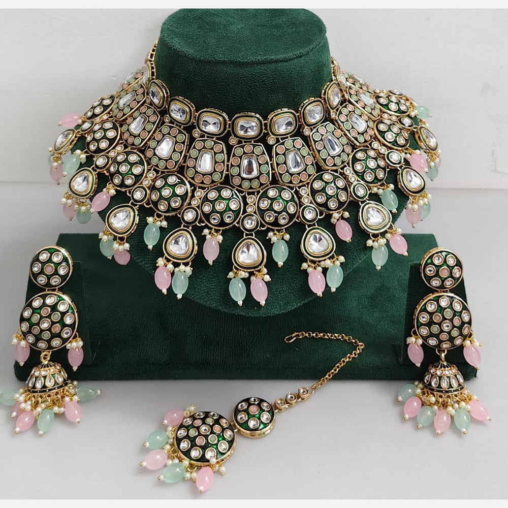Rani Sati Jewels Designer Kundan Pearl And Beads Meenakari Necklace Set