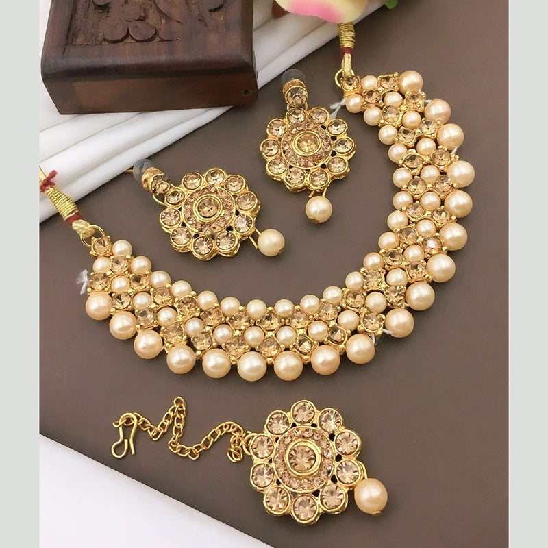 Shree Jai Sai Art Gold Plated Austrian Kids Necklace Set