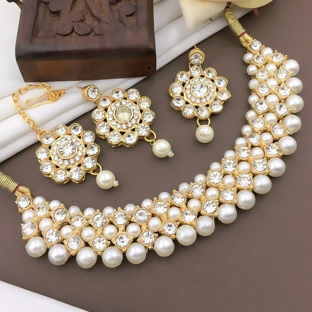 Shree Jai Sai Art Gold Plated Austrian Kids Necklace Set