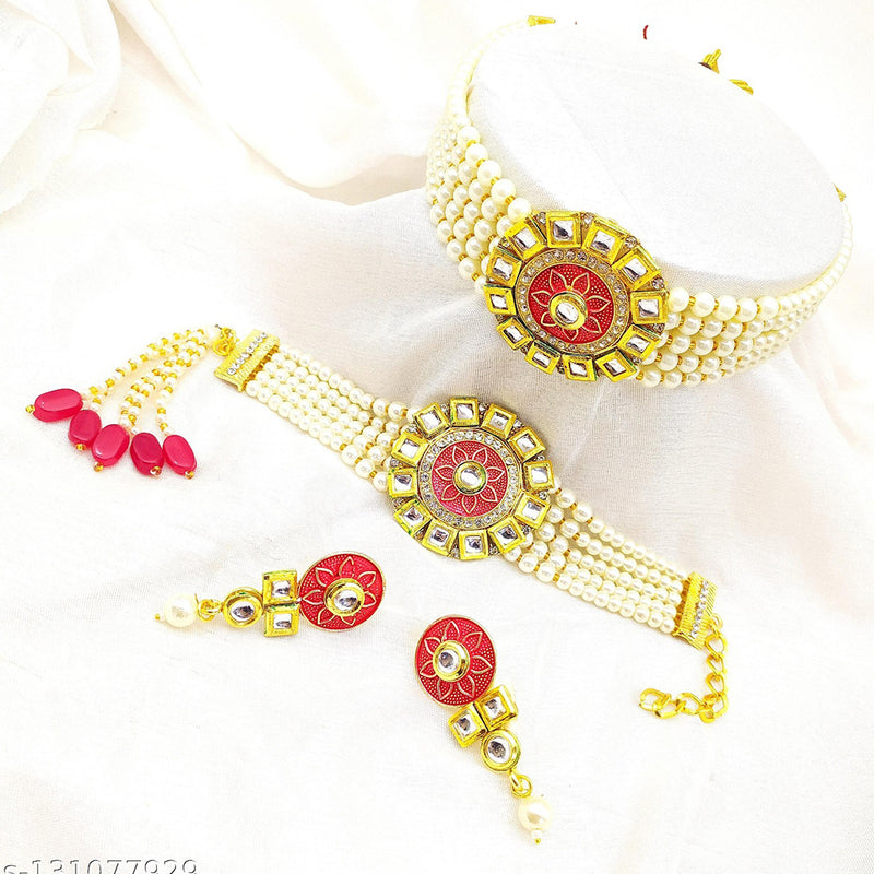 Shree Jai Sai Art Gold Plated Kundan Choker Necklace Set