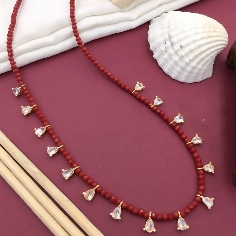 Shree Jai Sai Art Gold Plated Crystal Stone And Beads Necklace