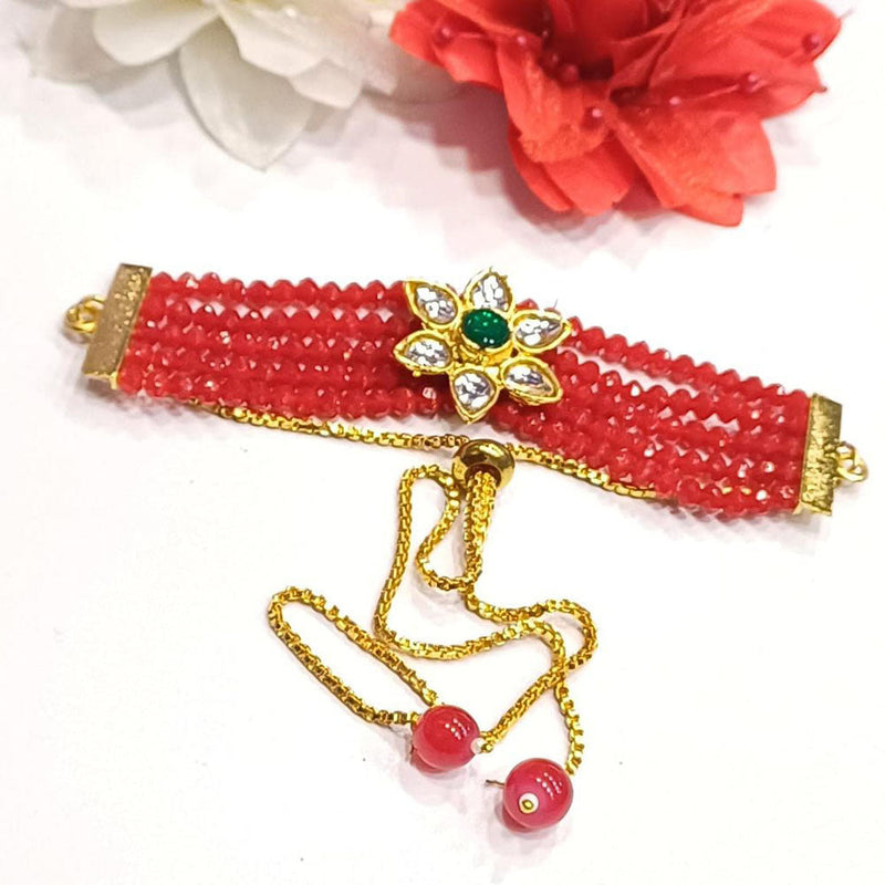 Shree Jai Sai Art Gold Plated Crystal Stone And Beads Bracelet