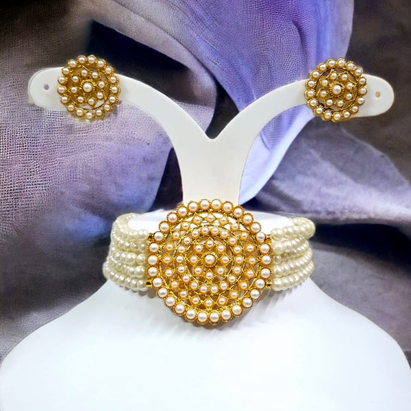 Naitika Arts Gold Plated Pearl Choker Necklace Set