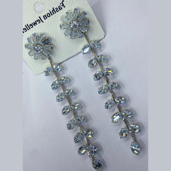 Naitika Art Silver Plated Crystal Stone Dangler Earrings
