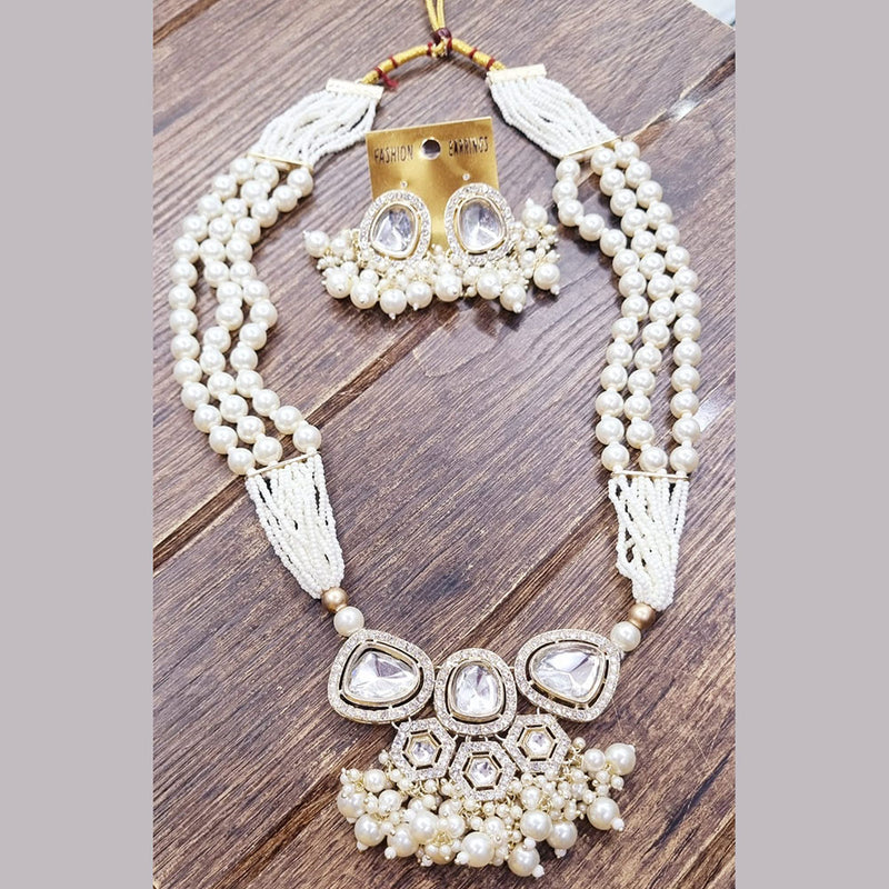 Naitika Arts Gold Plated Crystal Stone And Beads Necklace Set