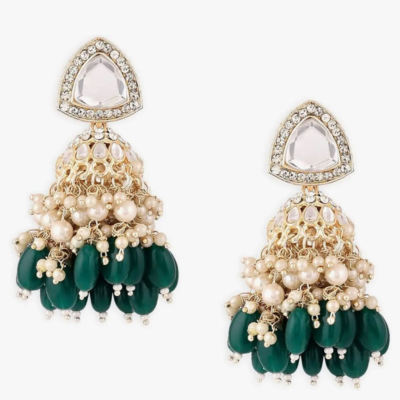 Naitika Arts Gold Plated Crystal Stone Pearl And Beads Jhumki Earrings