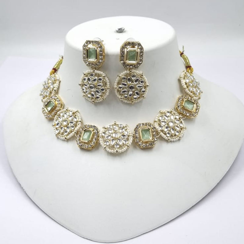 Naitika Arts Gold Plated Kundan Stone And Pearl Choker Necklace Set