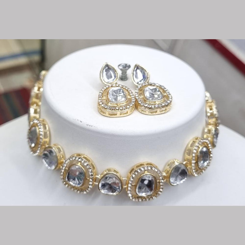 Naitika Arts Gold Plated Kundan Stone And Austrian Stone Choker Necklace Set