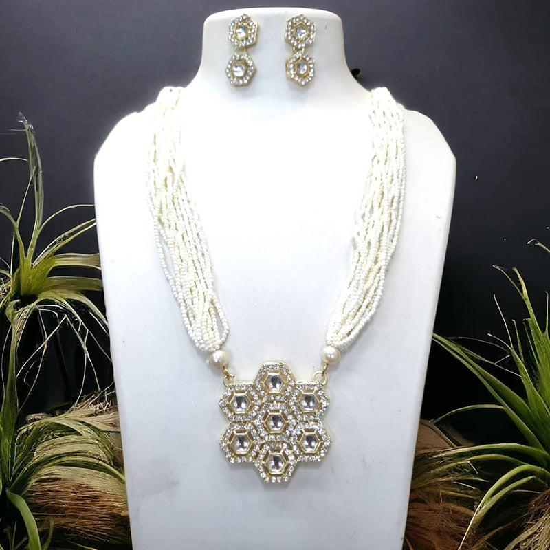 Naitika Arts Gold Plated Kundan Stone And Pearl Necklace Set