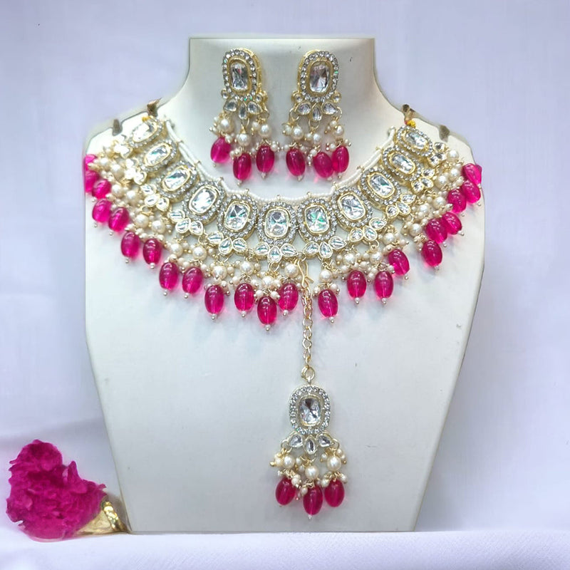 Naitika Arts Gold Plated Kundan Stone And Beads Necklace Set