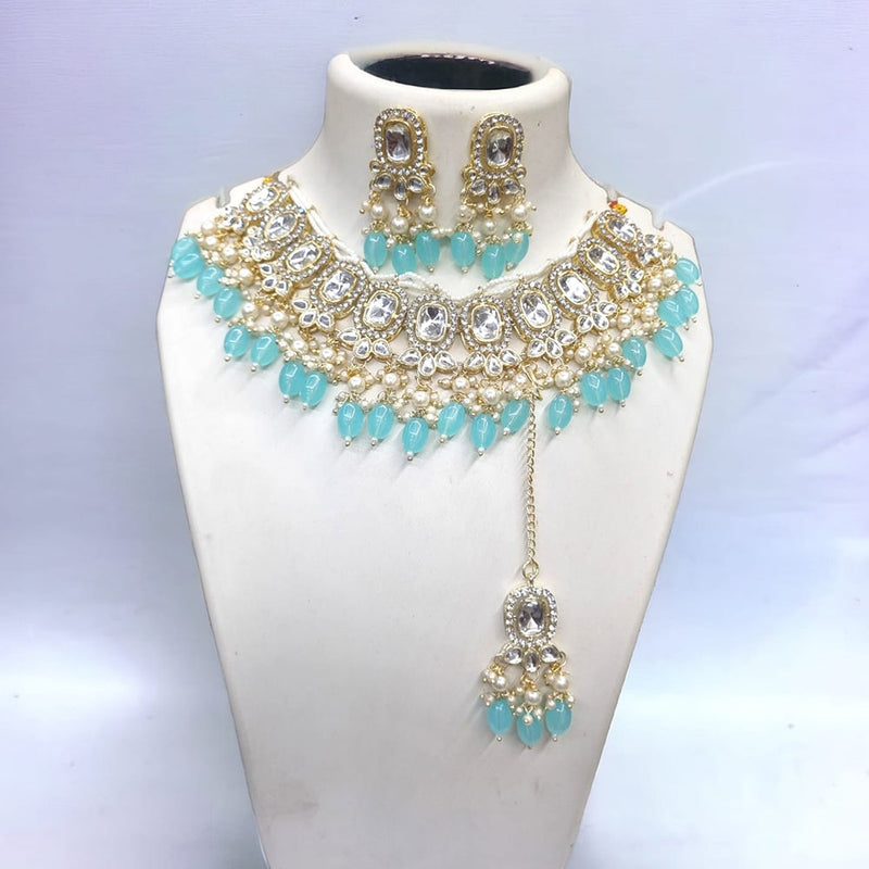 Naitika Arts Gold Plated Kundan Stone And Beads Necklace Set