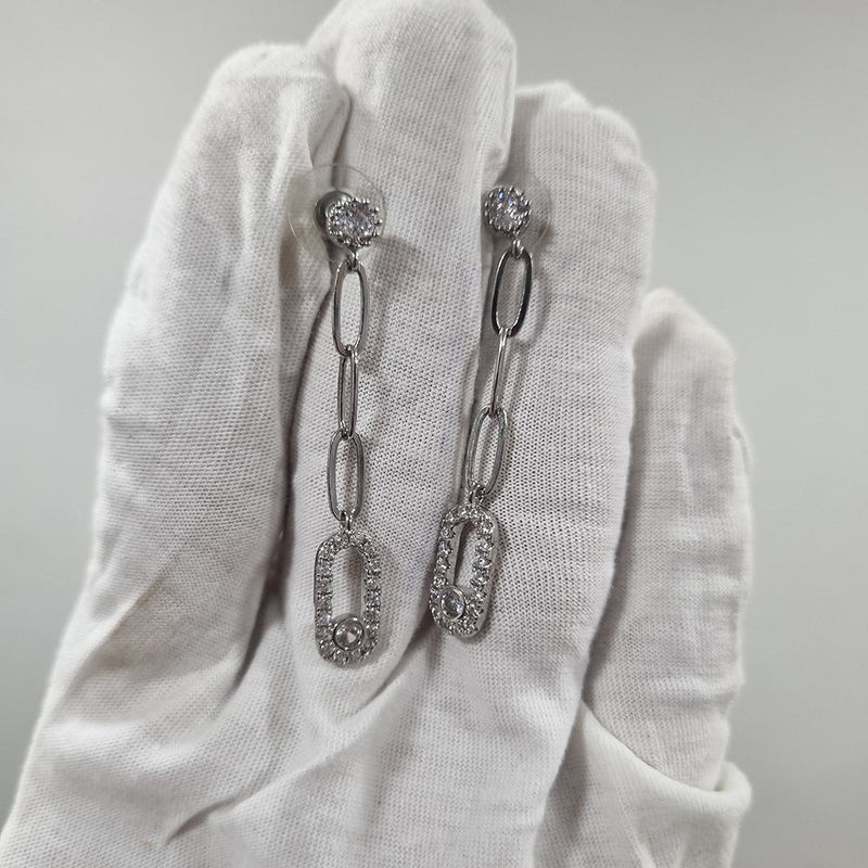 Naitika Art Silver Plated Austrian Stone Dangler Earrings