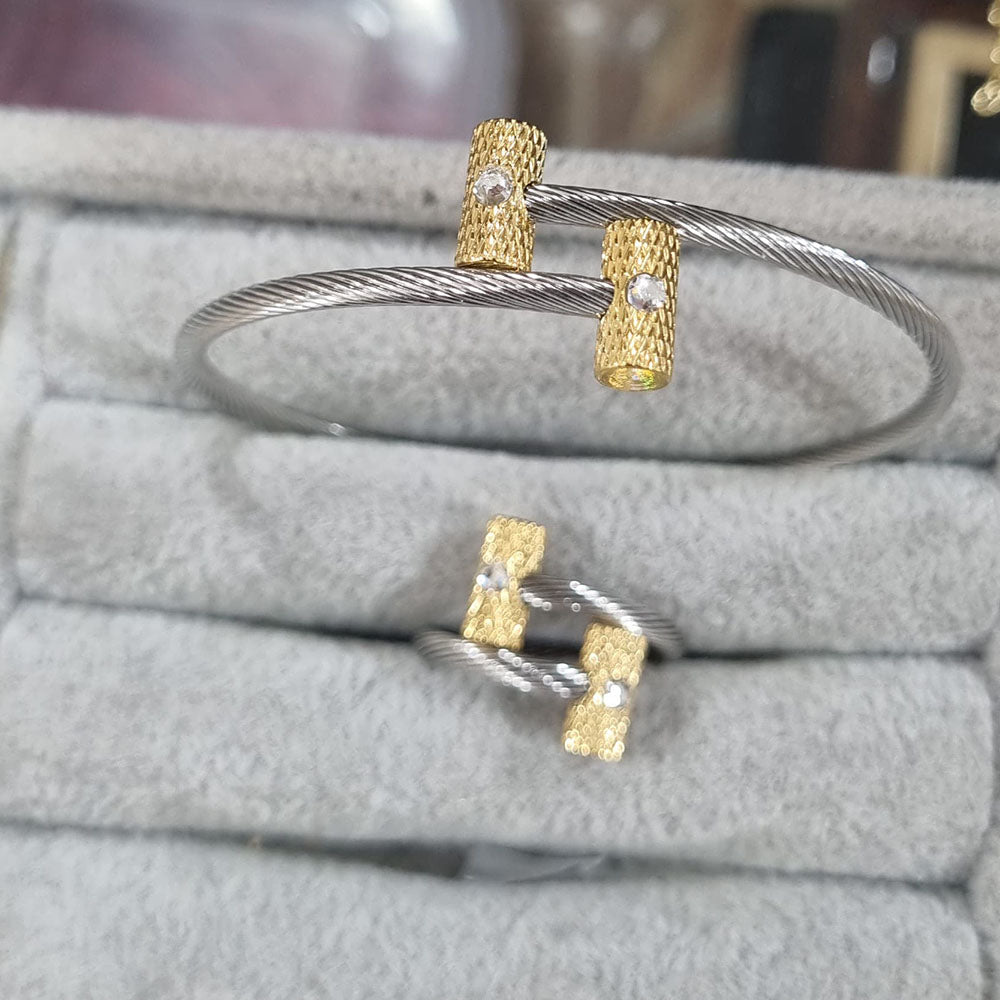 Naitika Arts 2 Tone Plated Austrian Stone Combo Set