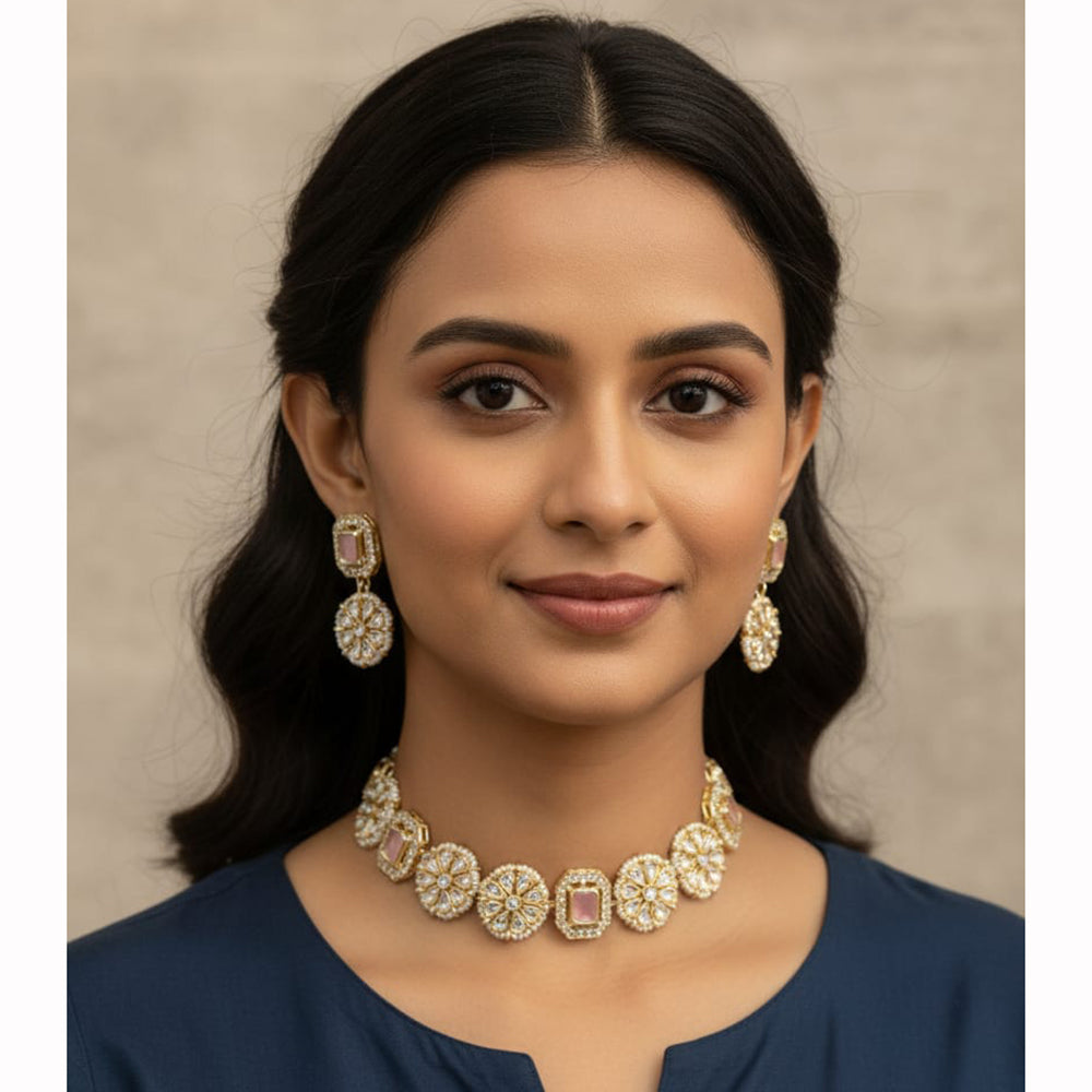 Naitika Arts Sparkling Crystal Stone Designer Necklace Set