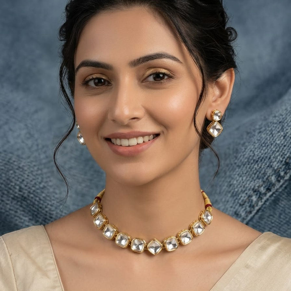 Naitika Arts Royal Kundan Stone Necklace Set (Pack of 3)