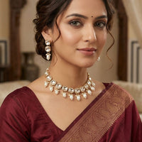 Naitika Arts Royal Kundan Stone And Beads Necklace Set (Pack of 3)