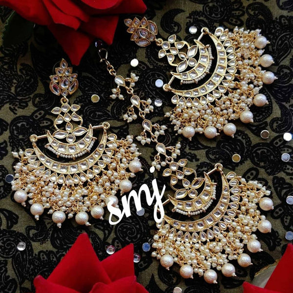 PS Fashion Gold Plated Earrings With Maangtika