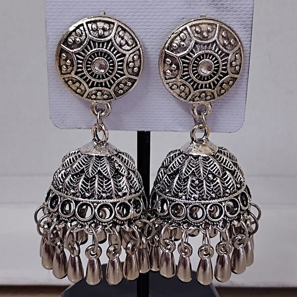 Bevy Pearls German Silver Jhumki Earrings