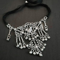 Bevy Pearls Oxidised Plated Choker Necklace Set
