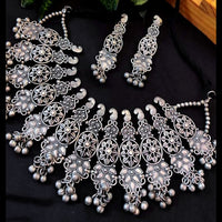 Bevy Pearls Oxidised Plated Choker Necklace Set