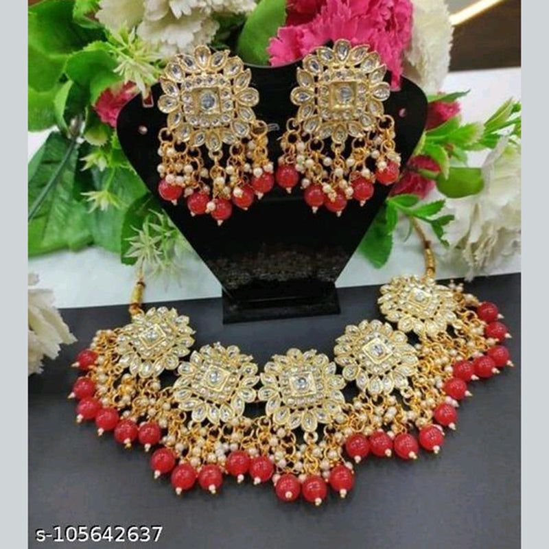 Shree Chamunda Jewellers Gold Plated Kundan Necklace Set