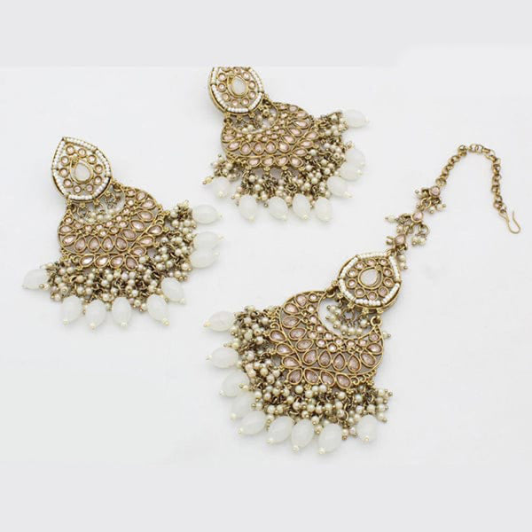 Shree Chamunda Jewellers Gold Plated Earrings With Mangtikka
