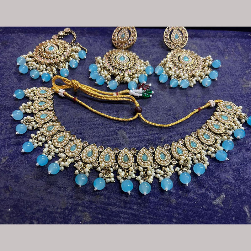 Shree Chamunda Jewellers Gold Plated Pearl Kundan Necklace Set