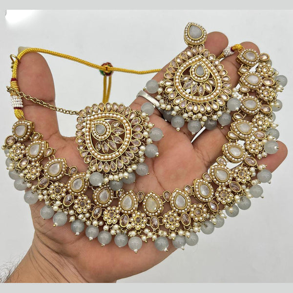 Shree Chamunda Jewellers Gold Plated Austrian And Pearl  Necklace Set