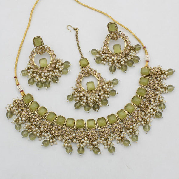 Shree Chamunda Jewellers Gold Plated Crystal Necklace Set