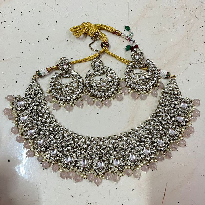 Shree Chamunda Jewellers Gold Plated Pearl Kundan Necklace Set