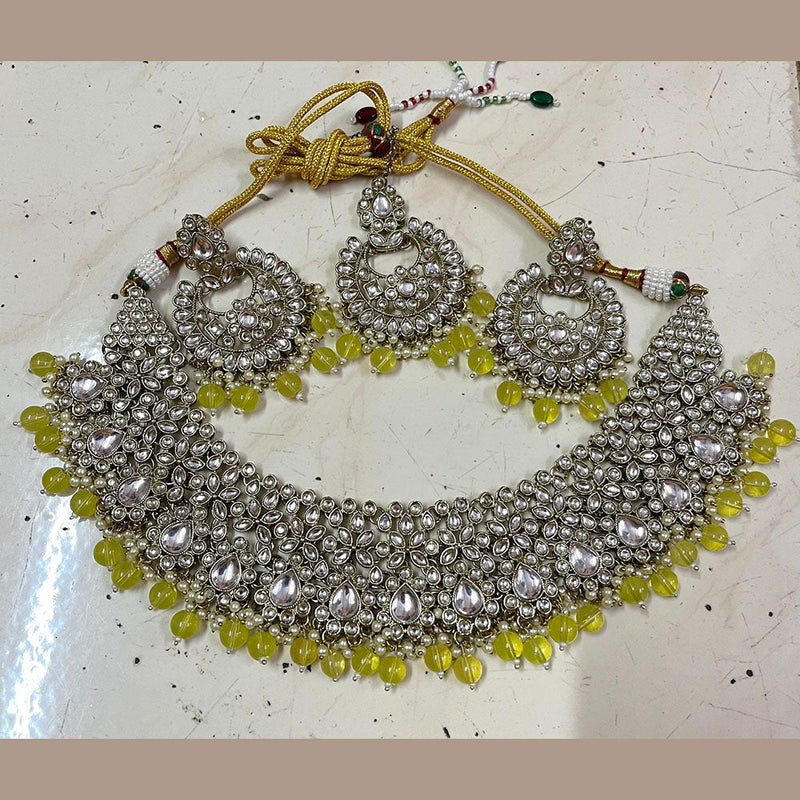 Shree Chamunda Jewellers Gold Plated Pearl Kundan Necklace Set