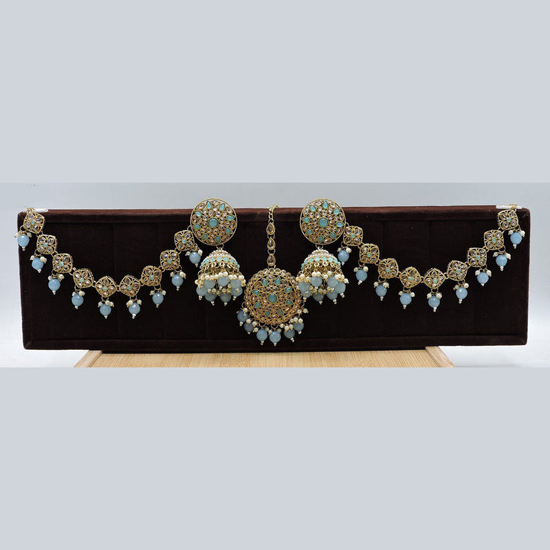 Shree Chamunda Jewellers Gold Plated Crystal Stone Pearl And Beads Kanchain Jhumki Earrings