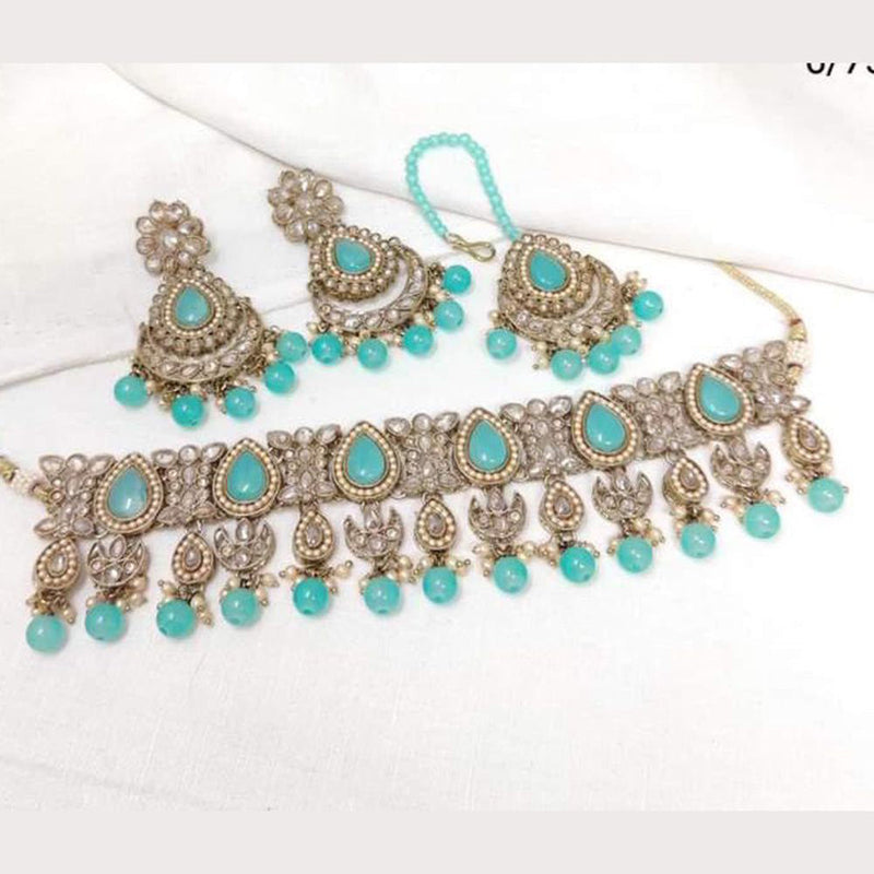 Shree Chamunda Jewellers Gold Plated Crystal Stone And Beads Necklace Set